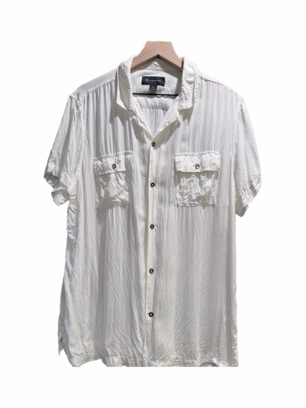 INC International Concepts White Button Down Shirt L